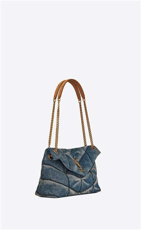 ysl suede puffer bag|YSL small denim puffer bag.